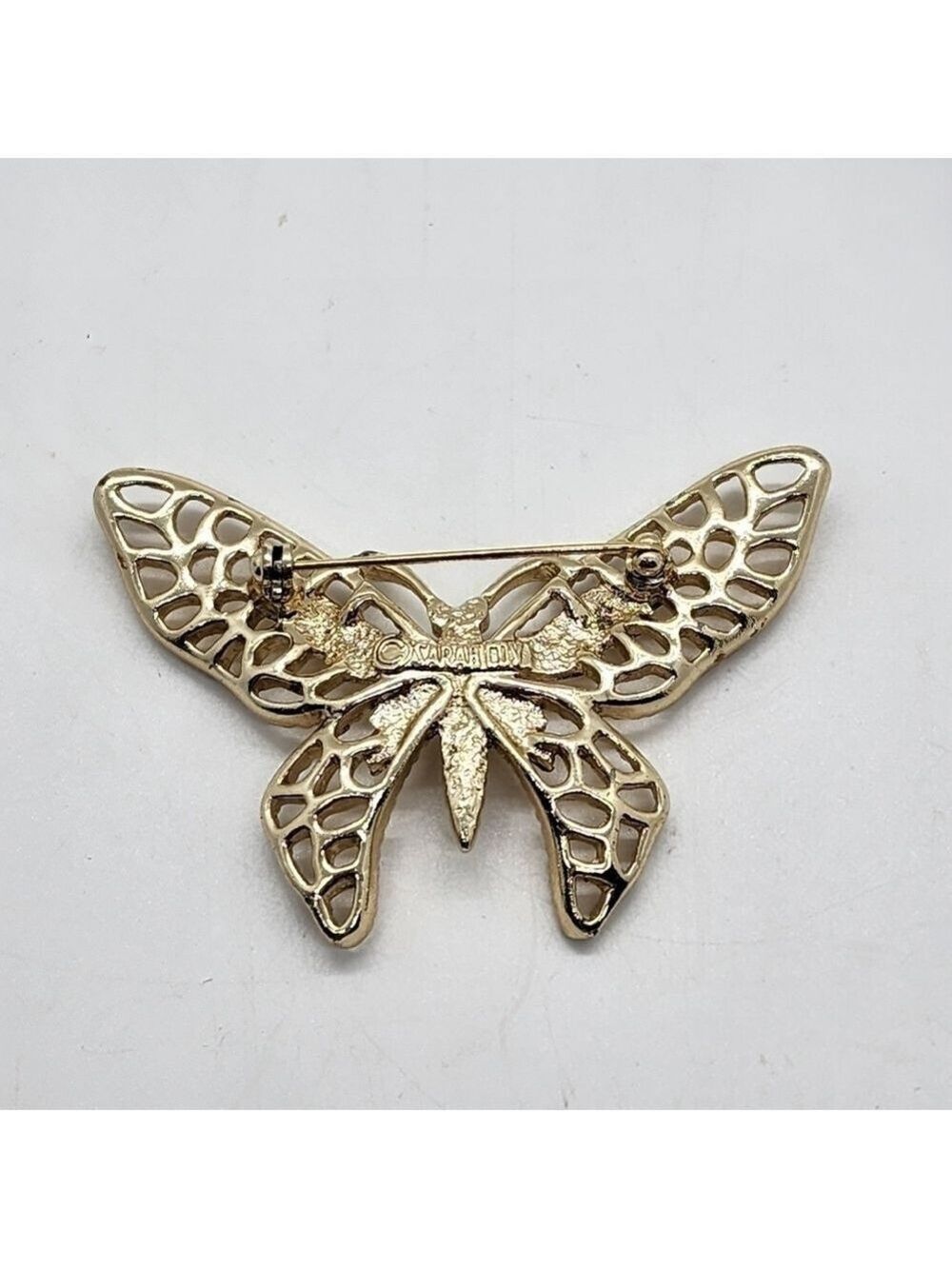 Vintage Sarah Coventry goldtone brooch large wings - Picture 7 of 8